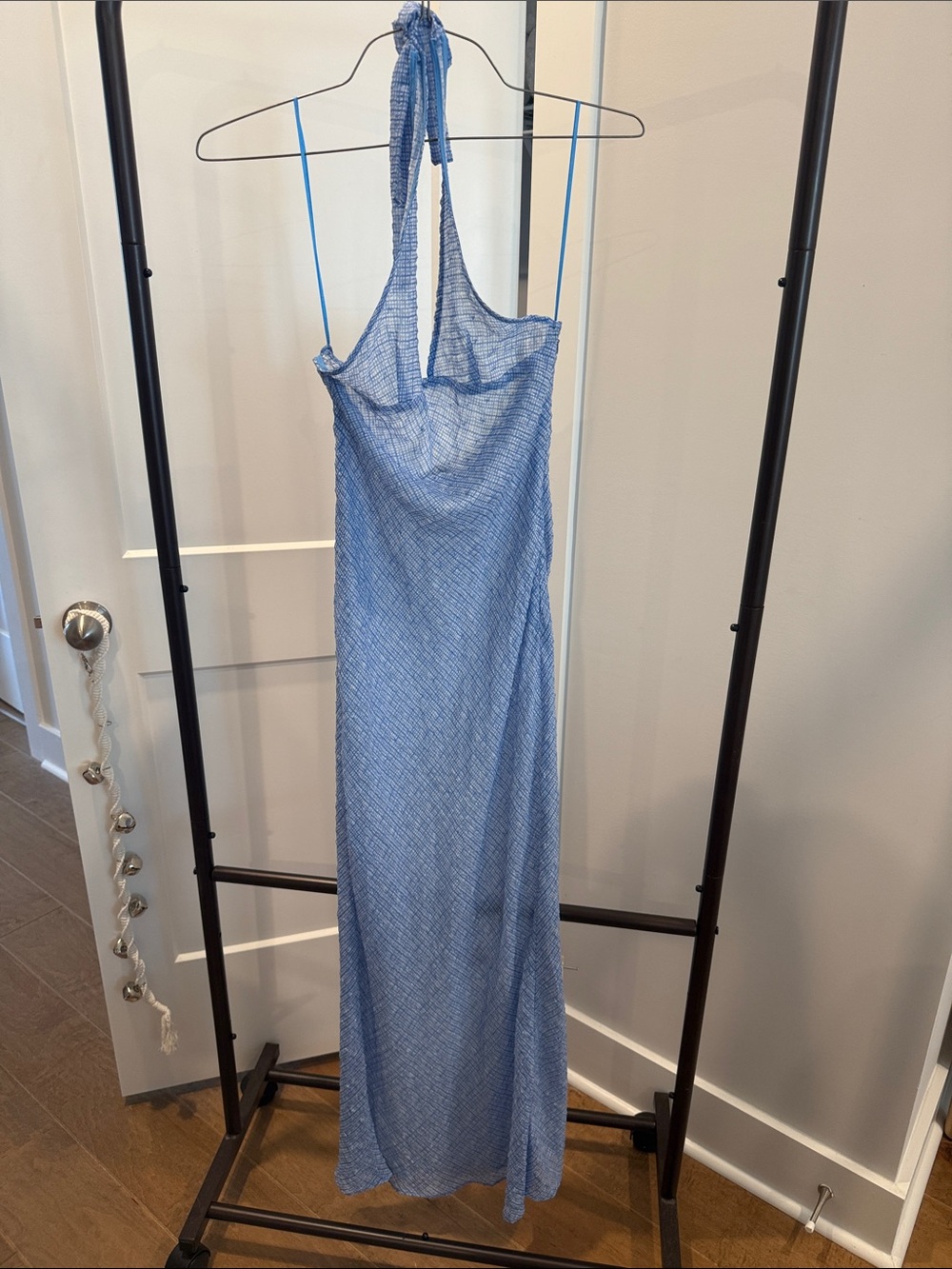 Lioness Carrie Halter Dress in Blue Check - Picture 4 of 5